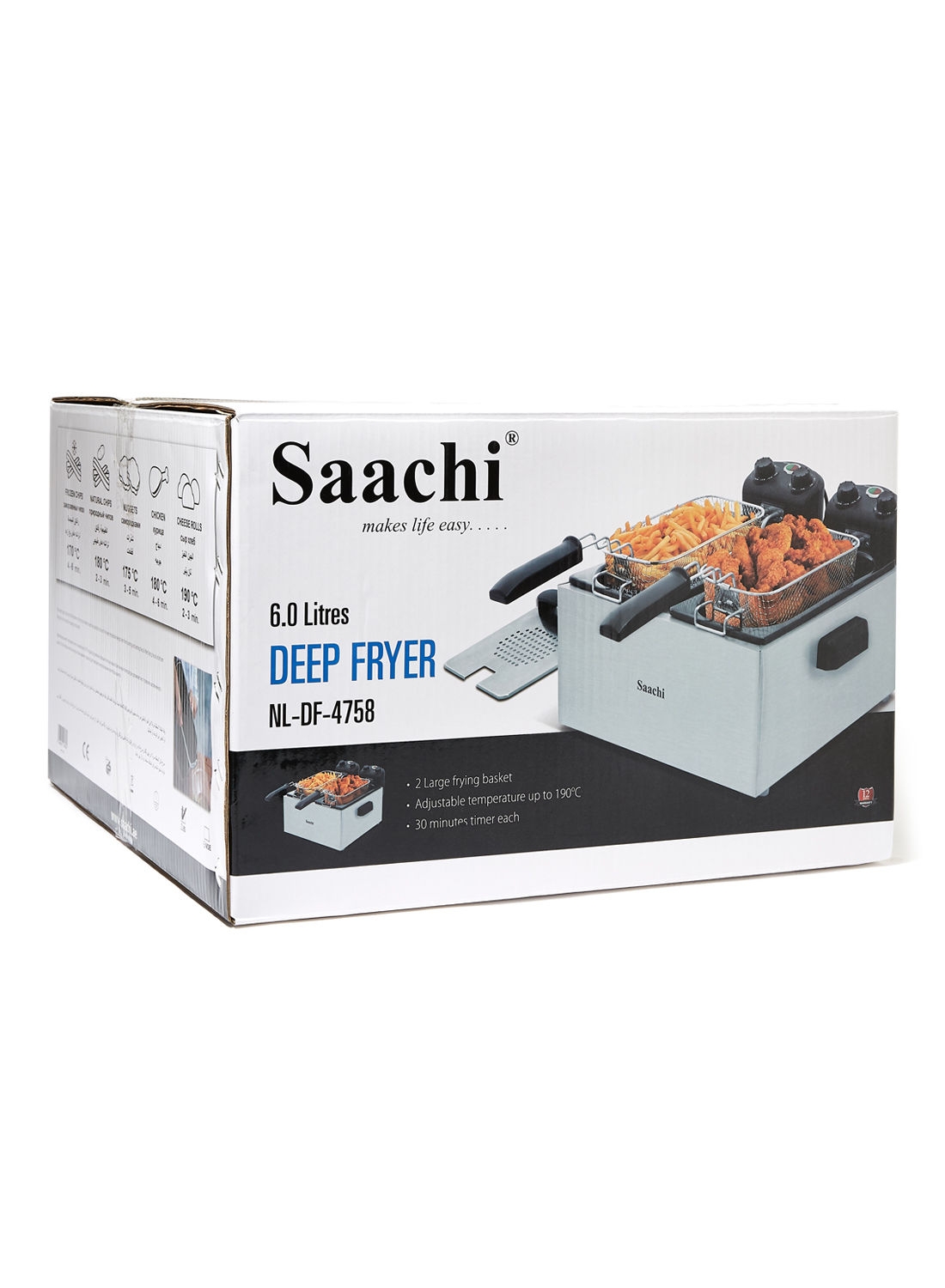 مقلاة كهربائية بحوضين للقلي 6 لتر Saachi - Deep Fryer