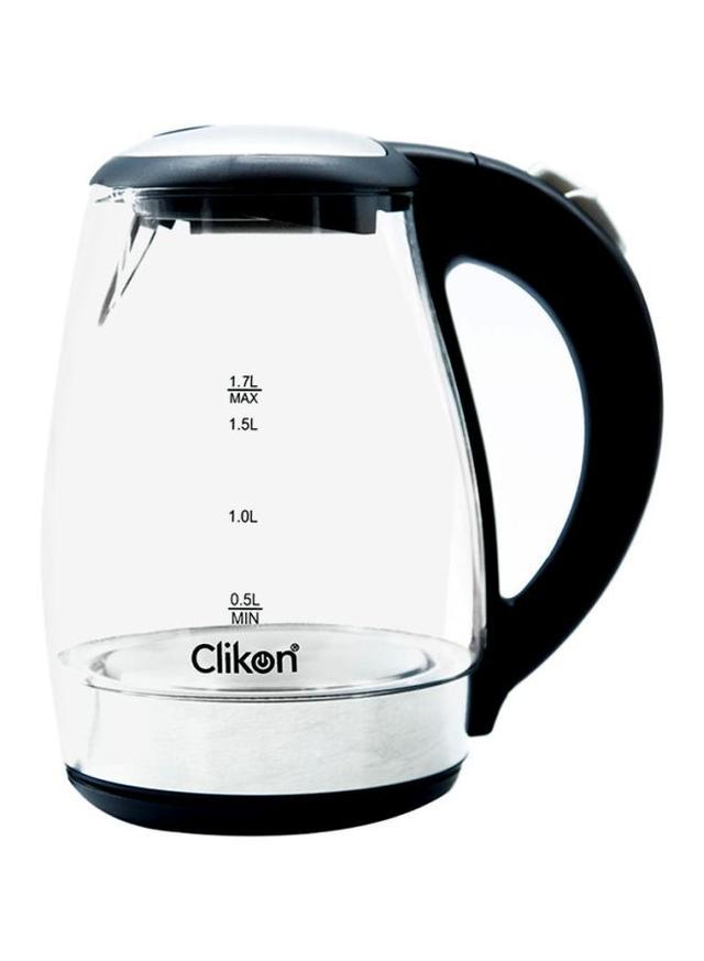 ClikOn Cordless Glass Body Electric Kettle With LED Glow Indicator,1.7L, 2200W 1.7 l 2200 W CK5128 Clear/Black/Silver - SW1hZ2U6MjY5Nzk3
