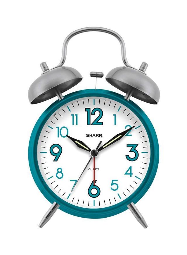 SHARP Twin Bell Alarm Clock Teal/White/Silver - SW1hZ2U6MjgwMDYy