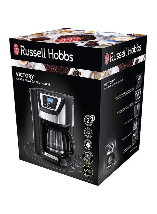 Russell Hobbs Chester Grind And Brew Coffee Machine 1.5L 1025W 1025 W 22000 56 Black/Silver/Clear - SW1hZ2U6Mjg3MjE4