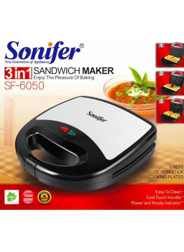 Sonifer 3 In 1 Sandwich Maker 700W 700 W SF 6050 Black - SW1hZ2U6MjQwNDg5