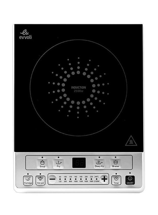 evvoli Induction Hob 2100W Soft Touch Control With 8 Stage Power Setting And 6 Cooking Programs With 2 Years Warranty 2100 W EVKA IH106S Black/Silver - SW1hZ2U6MjQxMjAz