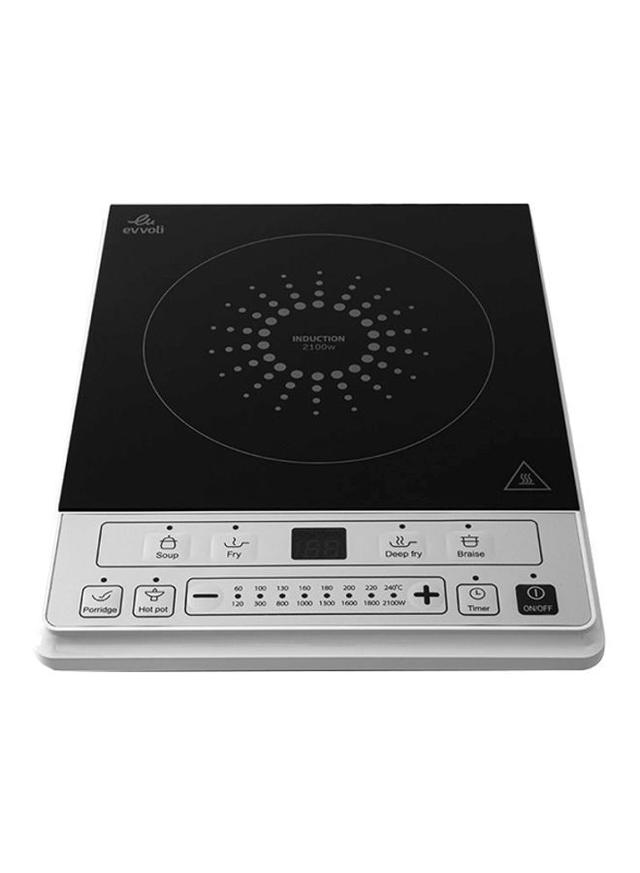 evvoli Induction Hob 2100W Soft Touch Control With 8 Stage Power Setting And 6 Cooking Programs With 2 Years Warranty 2100 W EVKA IH106S Black/Silver - SW1hZ2U6MjQxMjE3