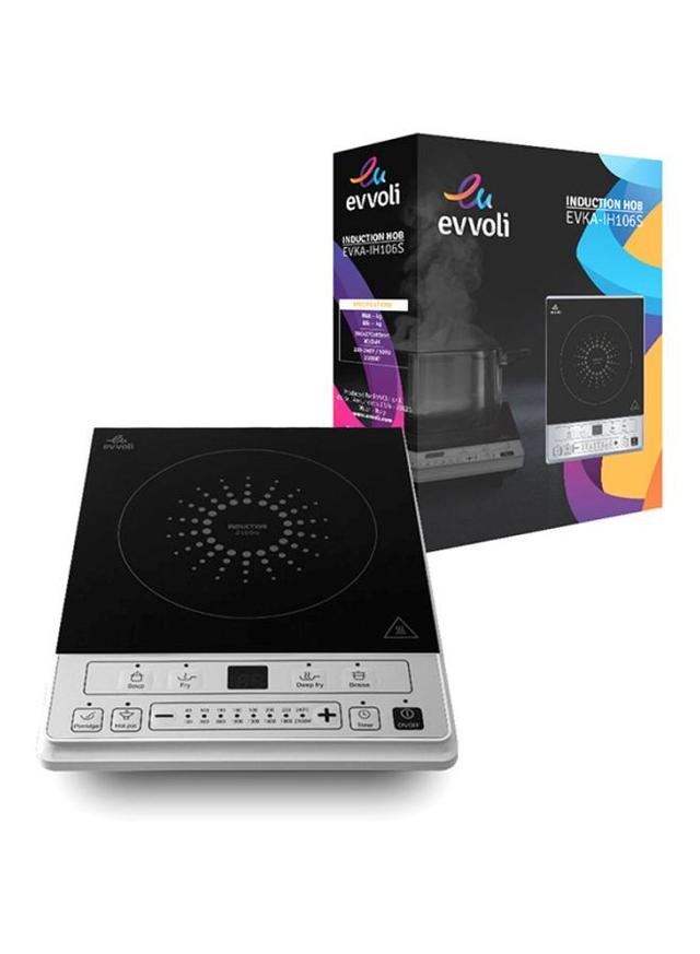 evvoli Induction Hob 2100W Soft Touch Control With 8 Stage Power Setting And 6 Cooking Programs With 2 Years Warranty 2100 W EVKA IH106S Black/Silver - SW1hZ2U6MjQxMjI3