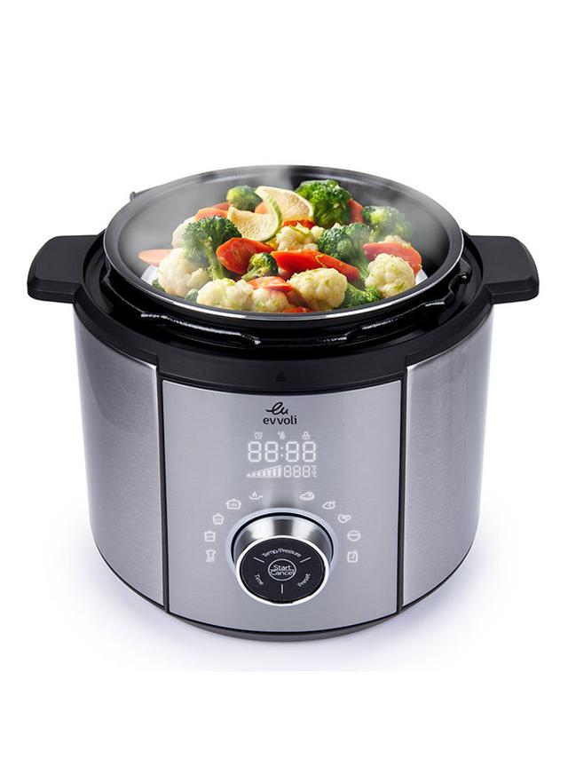 evvoli 10 In 1 Multi Use Programmable Pressure Cooker 6 Litter 10 Cook Settings 1100W With 15 Smart Safety Protection Modules 5.5 l 1100 W EVKA PC6010S Silver/Black - SW1hZ2U6MjQ4MjQy