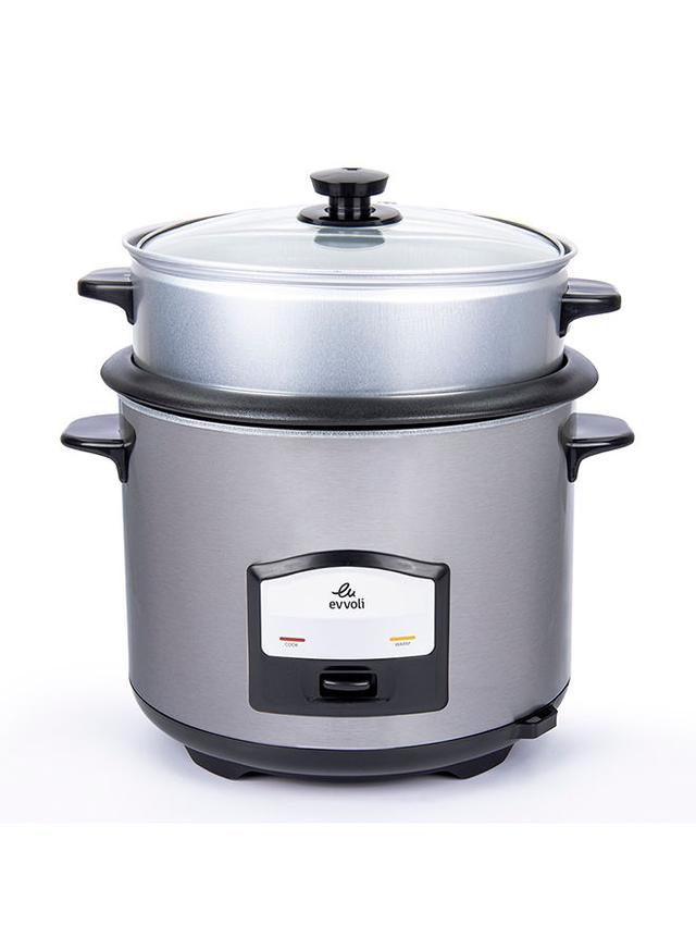 evvoli 2 In 1 Rice Cooker with Steamer Up To 12 Cup Of Rise non stick 6.5 l 750 W EVKA RC6501S Silver/Black - SW1hZ2U6MjQxMTc2