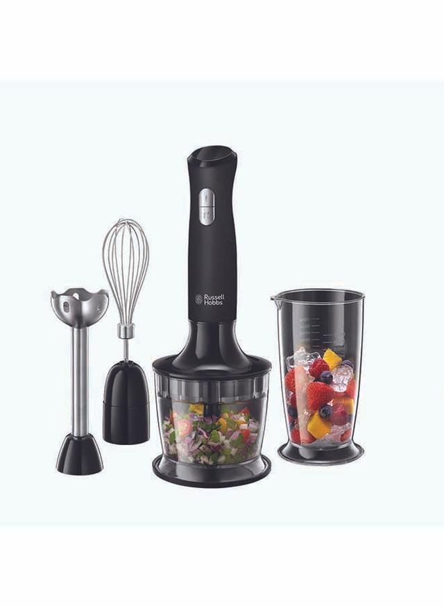 Russell Hobbs Desire Matte Black 2 Speed 3 In 1 Hand Blender Electric Whisk And Vegetable Chopper Attachments 500 kW 24702 Black - SW1hZ2U6MjQwODY3
