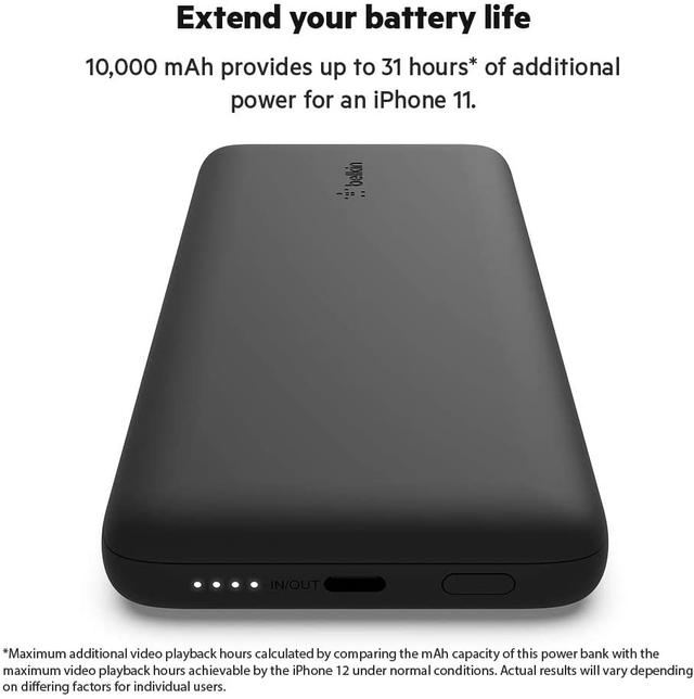 Belkin Boost Charge Plus Power Bank 10000mAh with Type-C to Lightning Cable - Black - SW1hZ2U6MzE4MjUy