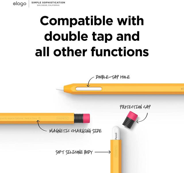 كفر لون أصفر لقلم آبل Elago Classic Case for Apple Pencil 2nd Generation - SW1hZ2U6MzE3ODM4