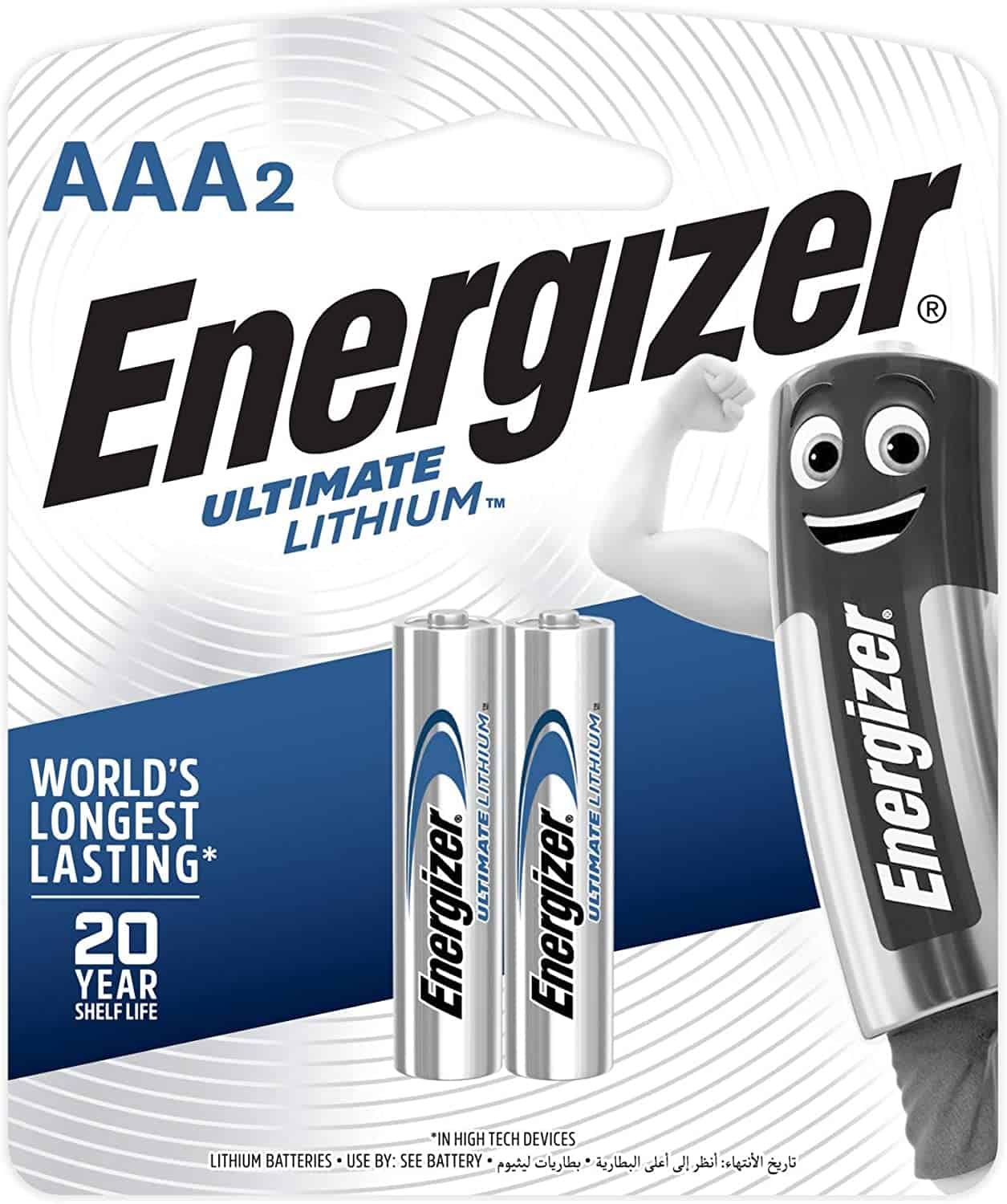 بطارية AAA ليثيوم حزمة 2في1 Ultimate Lithium 1.5V AAA Batteries, 2 Pieces - Energizer