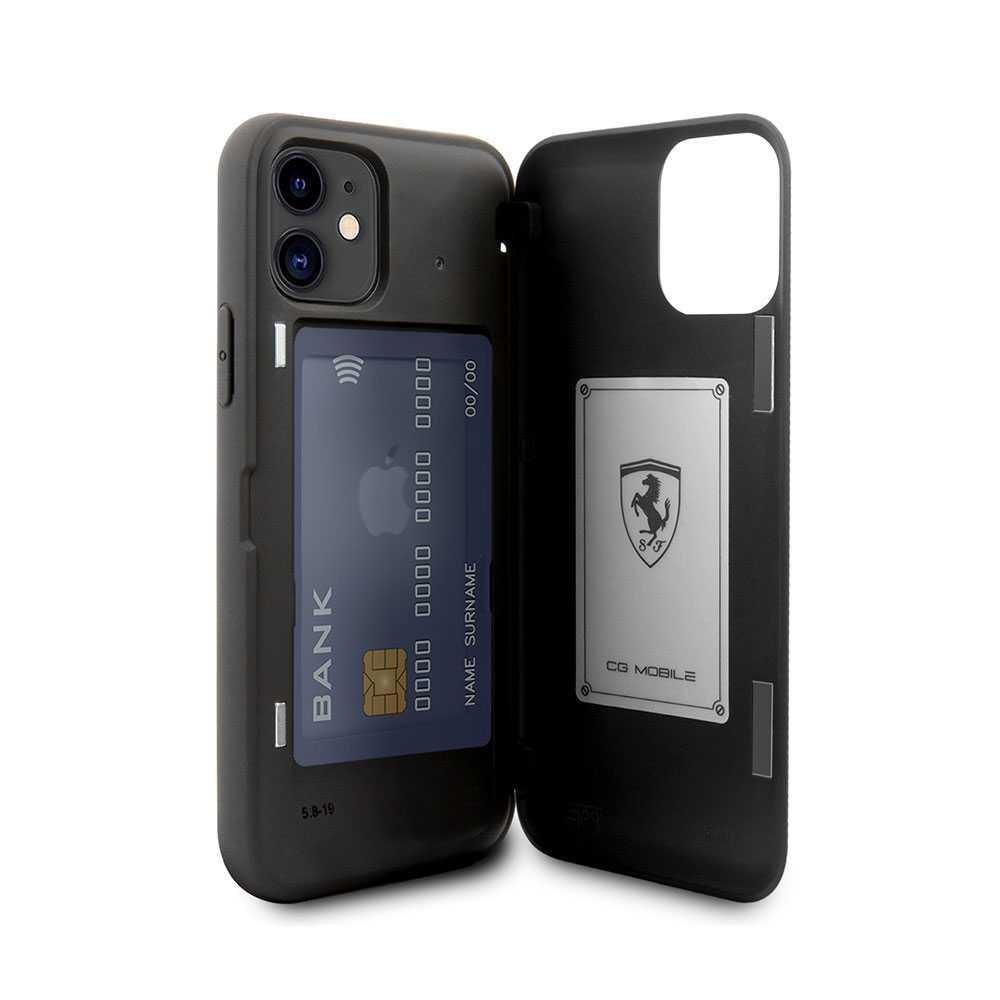 كفر لون أسود مع مكان لحفظ البطاقات Ferrari Case  for iPhone 11 - cG9zdDozMTY4Nzc=