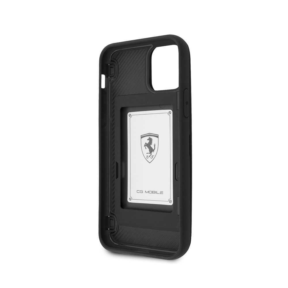 كفر لون أسود مع مكان لحفظ البطاقات Ferrari Case  for iPhone 11 - cG9zdDozMTY4Nzk=