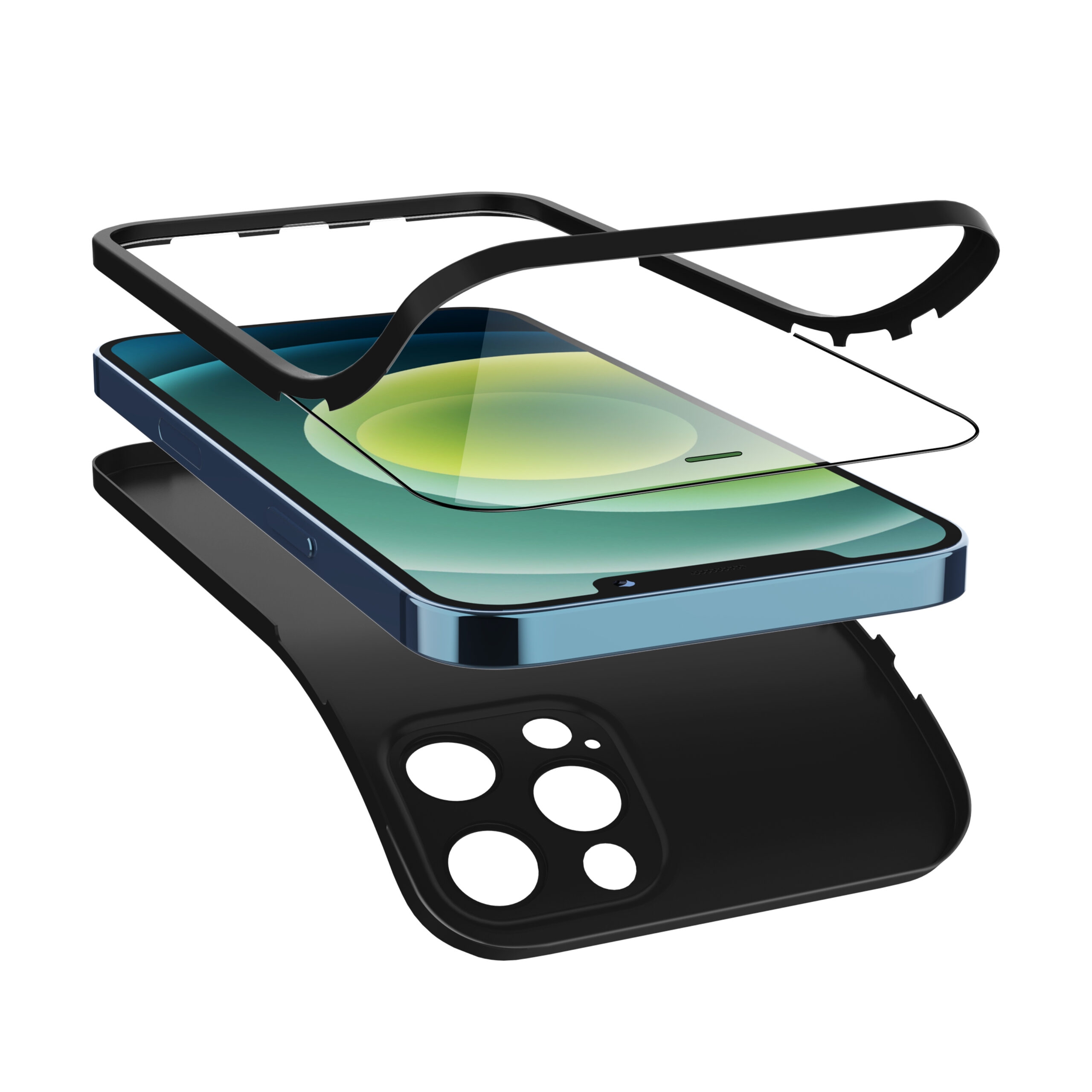 لصقة حماية و كفر لون أسود Green Glass + Case for iPhone 12 Pro Max ( 6.7 " )
