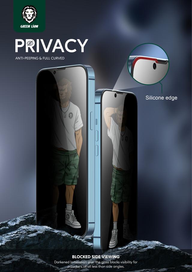 شاشة حماية للخصوصية اسود 3D Silicone Privacy Glass Screen Protector for iPhone 13 / 13 Pro من Green - SW1hZ2U6MzE1Mjkz