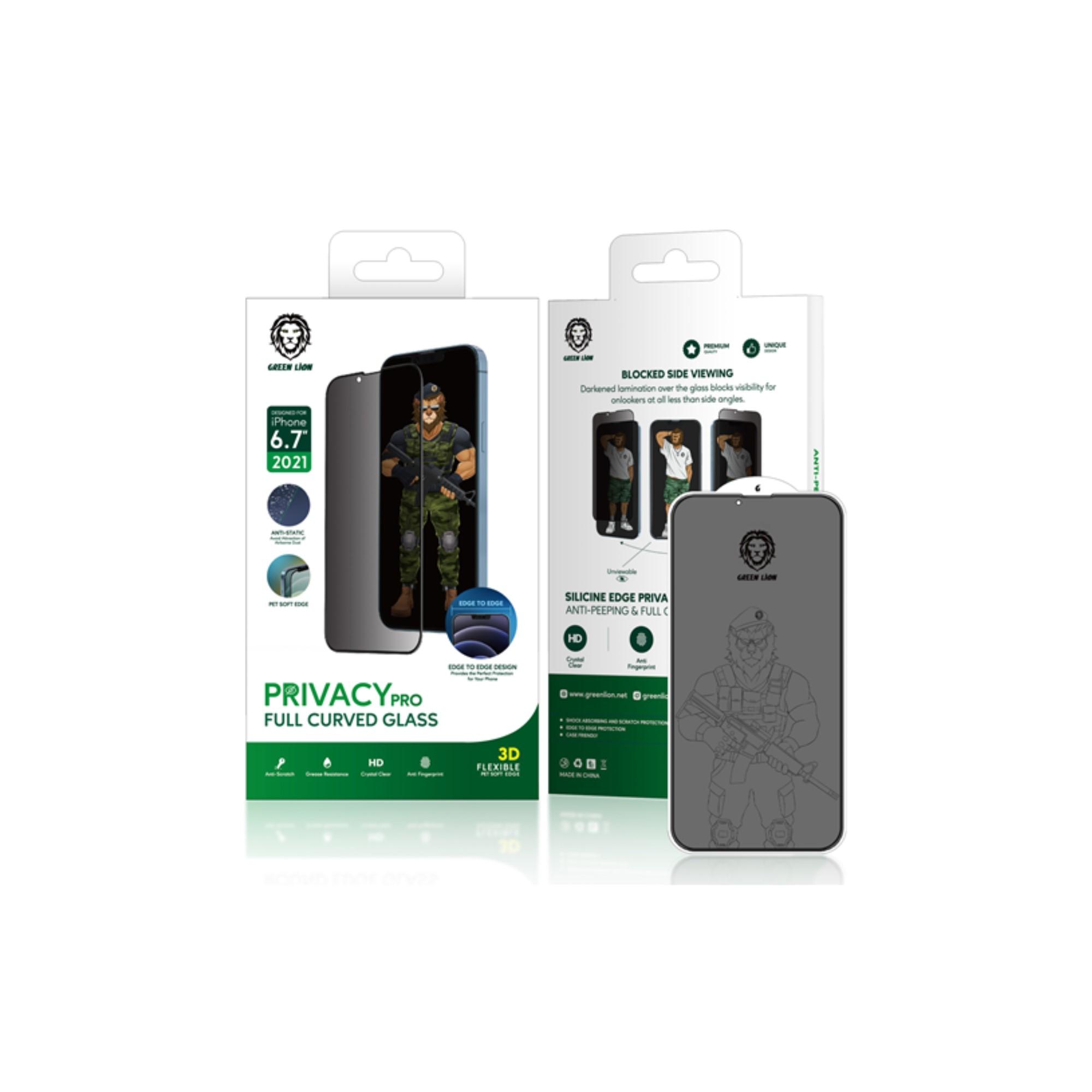 شاشة حماية للخصوصية اسود 3D Silicone Privacy Glass Screen Protector for iPhone 13 Pro Max من Green
