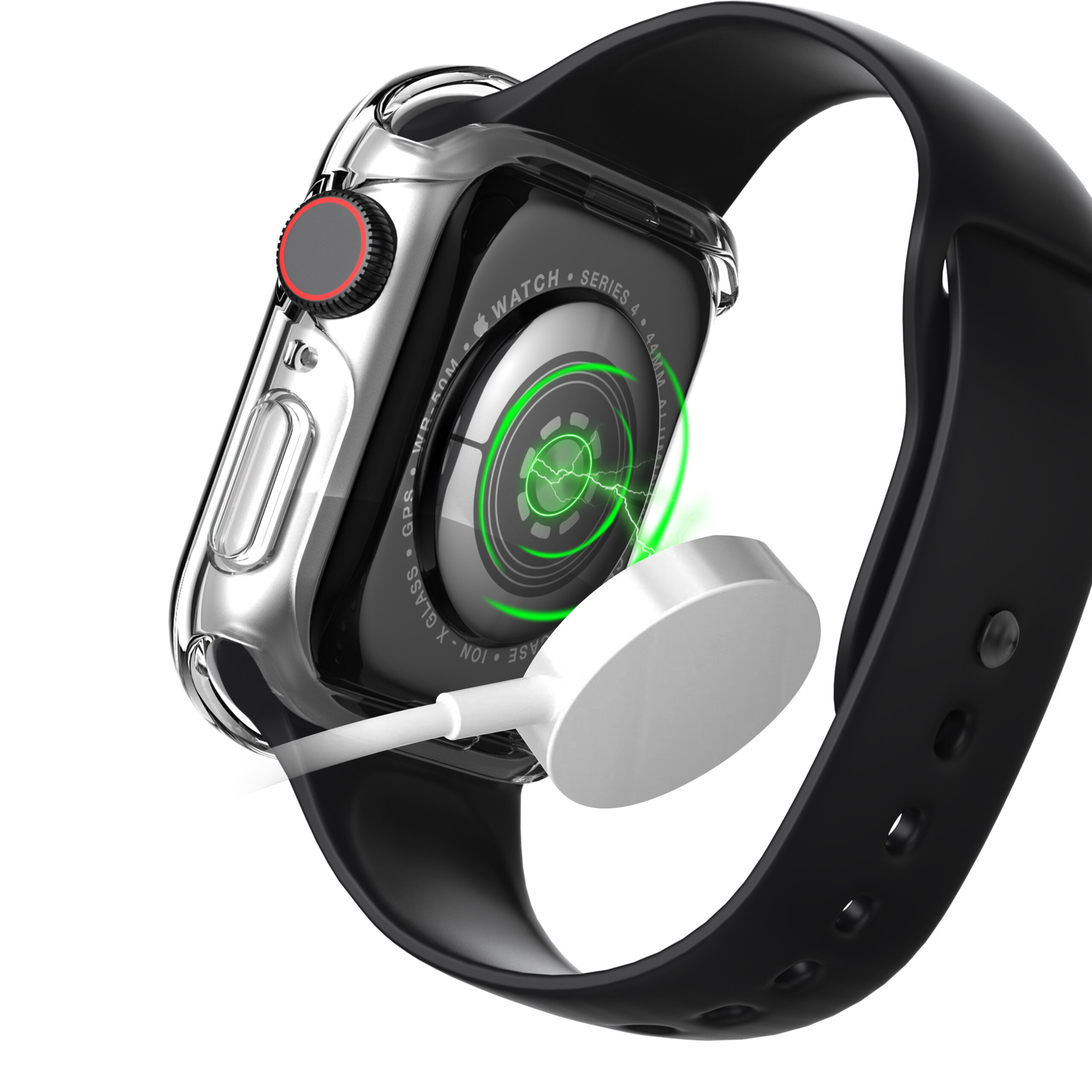 كفر ساعة ابل (  مع لصقة حماية الشاشة ) - شفاف Green - Guard Pro TPU Case with Glass for Apple Watch 40MM