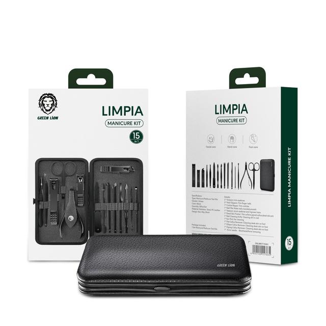 مجموعة العناية بالأظافر ( 15 قطعة ) - أسود Green Limpia 15 in 1 Manicure Kit - SW1hZ2U6MzE0OTI1