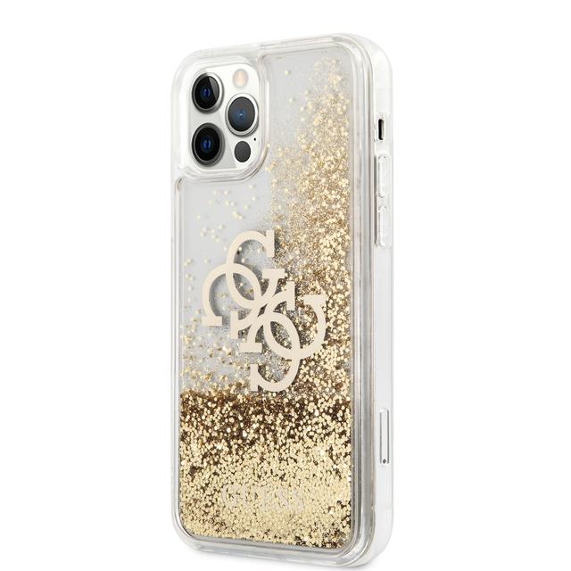 كفر موبايل لون ذهبي  Liquid Glitter Big 4G Hard Case for iPhone 12 Pro - Guess - SW1hZ2U6MzExNDEy