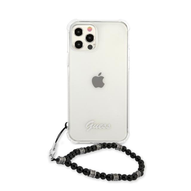 كفر موبايل لون أسود PC Transparent Hard Case with Pearl"s Handle for iPhone 12 Pro - Guess - SW1hZ2U6MzExNTU4