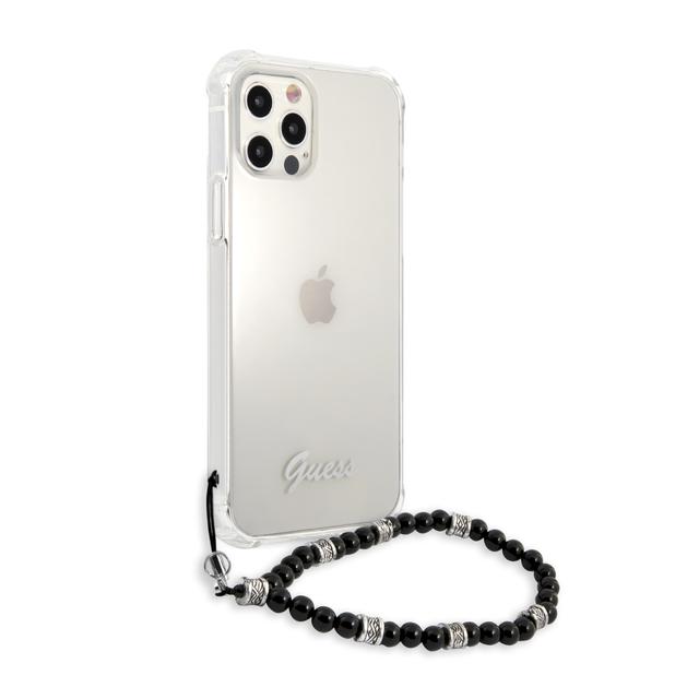 كفر موبايل لون أسود PC Transparent Hard Case with Pearl"s Handle for iPhone 12 Pro - Guess - SW1hZ2U6MzExNTYw