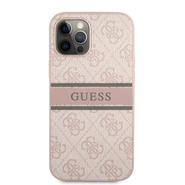 Guess PU 4G Stripe Hard Case for iPhone 12 / 12 Pro ( 6.1" ) - Pink - SW1hZ2U6MzExNjYw