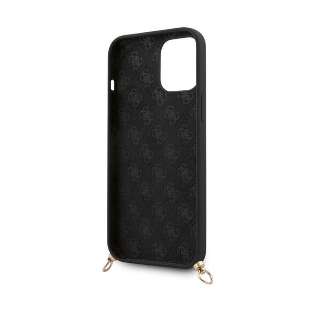 Guess PU Embossed White Logo and Strap Case for iPhone 12 Pro Max (6.7") - Black - SW1hZ2U6MzExNzk2