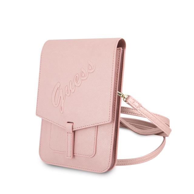 Guess PU Saffiano Script Wallet Bag - Pink - SW1hZ2U6MzExMDQ4