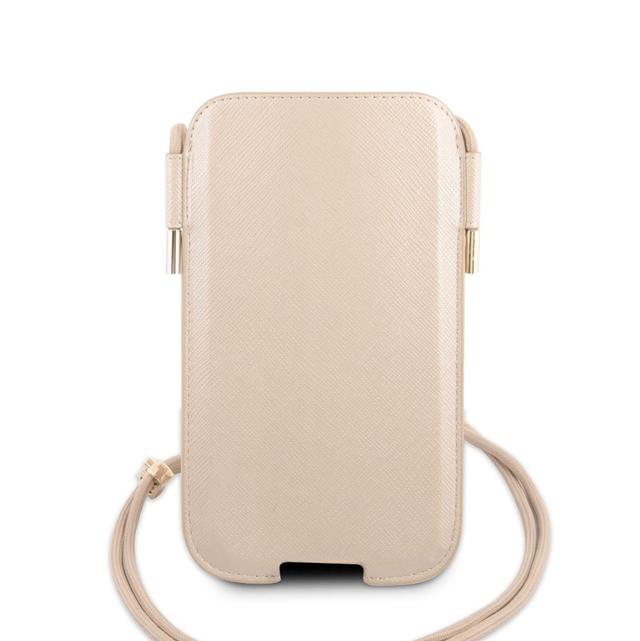 Guess Saffiano Classic Pouch Case with Cord for iPhone 12 / 12 Pro ( 6.1" ) - Gold - SW1hZ2U6MzExMjIw