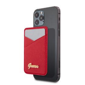محفظة ايفون مفناطيسية - احمر Guess - Script Wallet Cardslot with Magsafe for Iphone 12 /12 Mini /12 Pro /12 Pro Max