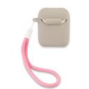 Guess Silicone Vintage Case with Pink Logo for Airpods 1/2 - Gray - SW1hZ2U6MzEyNTcy