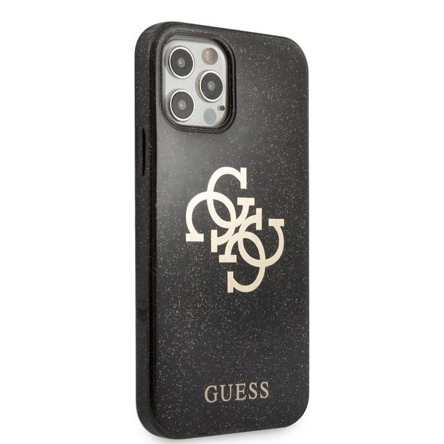 Guess TPU Glitter Big Gold 4G Hard Case for iPhone 12 / 12 Pro ( 6.1" ) - Black - SW1hZ2U6MzExMzQy