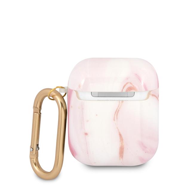 Guess TPU Shinny New Marble Case for Airpods 1/2 - Pink - SW1hZ2U6MzEyNjA4