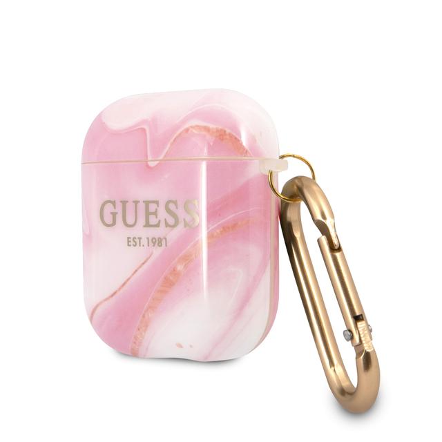 Guess TPU Shinny New Marble Case for Airpods 1/2 - Pink - SW1hZ2U6MzEyNjEw
