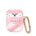 Guess TPU Shinny New Marble Case for Airpods 1/2 - Pink - SW1hZ2U6MzEyNjA2