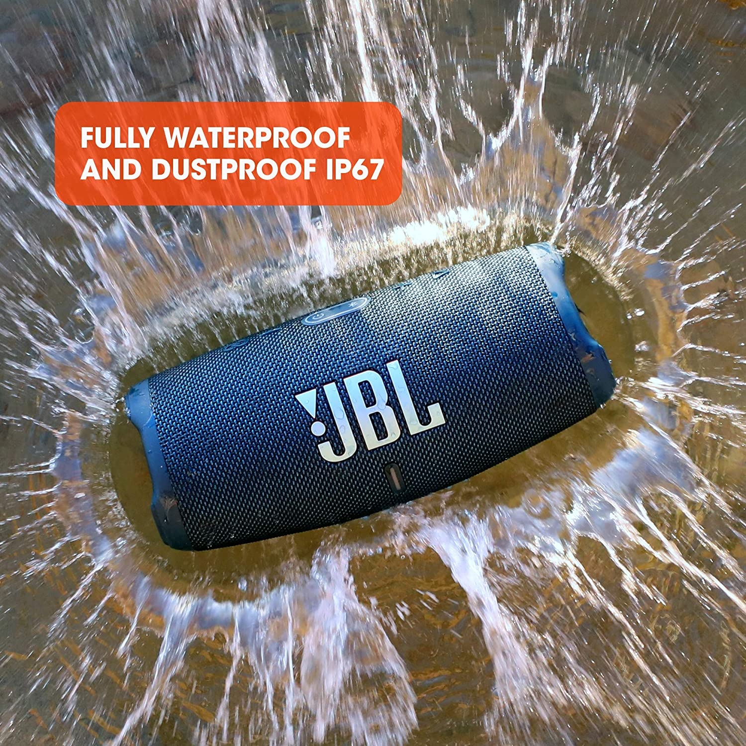 مكبر صوت لاسلكي مقاوم لون رمادي JBL Charge5 Splashproof Portable Bluetooth Speaker - JBL