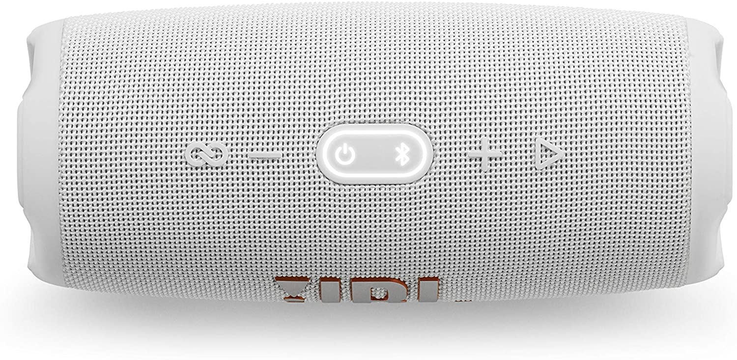 مكبر صوت لاسلكي مقاوم لون أبيض JBL Charge5 Splashproof Portable Bluetooth Speaker - JBL