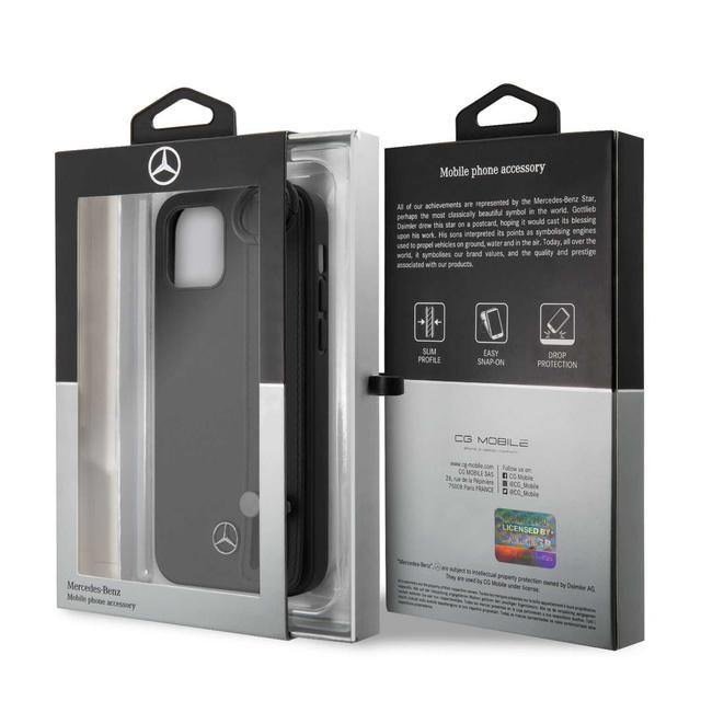 كفر جلد مع حمالة لهاتف iPhone 12 Mini بلون أسود  Leather Case Hand Strap for iPhone 12 Mini - Mercedes-Benz - SW1hZ2U6MzA5MTYz