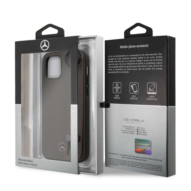 Mercedes-Benz Leather Case Hand Strap for iPhone 12 Mini (5.4") - Walnut Brown - SW1hZ2U6MzA5MTQ1