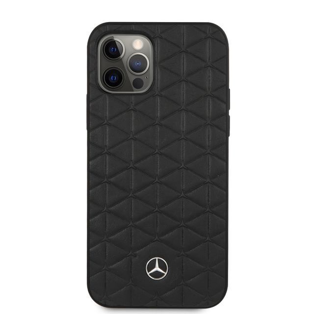 كفر جلد لهاتف iPhone 1212 Pro لون أسود Leather Quilted Mini Stars & Lines Hard Case for iPhone 12 / 12 Pro - Mercedes-Benz - SW1hZ2U6MzA5MjI3