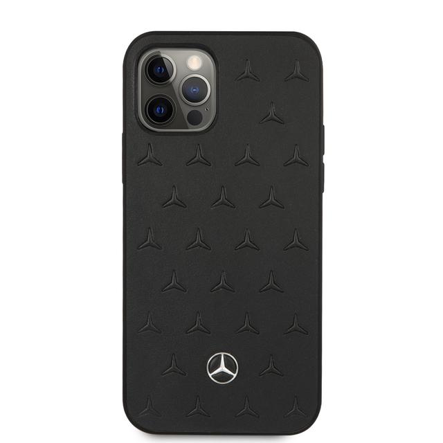 Mercedes-Benz Leather Stars Pattern Hard Case for iPhone 12 Pro Max (6.7") - Black - SW1hZ2U6MzA5NDY5