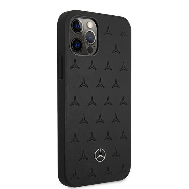 Mercedes-Benz Leather Stars Pattern Hard Case for iPhone 12 Pro Max (6.7") - Black - SW1hZ2U6MzA5NDcx