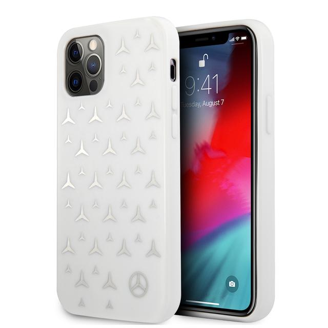 كفر سيلكون لهاتف iPhone 12 Pro Max لون أبيض TPU Silver Stars Pattern Case for iPhone 12 Pro Max - Mercedes-Benz - SW1hZ2U6MzA5NDg3