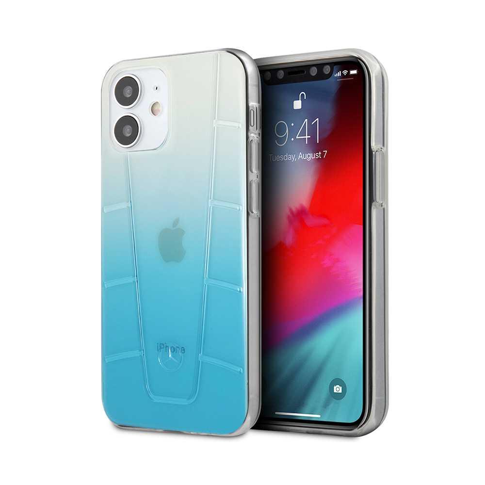 كفر سيلكون لهاتف iPhone 12 Mini لون أزرق متدرج Transparent Case Embossed 2 for iPhone 12 Mini - Mercedes-Benz