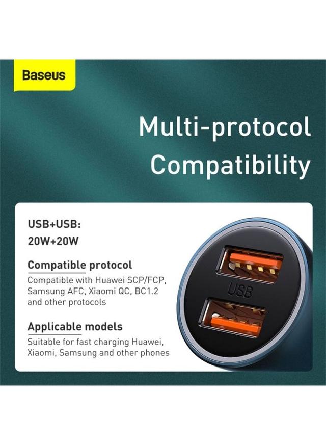 شاحن سيارة سريع Baseus Golden Contractor Pro Dual USB Quick Car Charger - SW1hZ2U6MzI2NTIw
