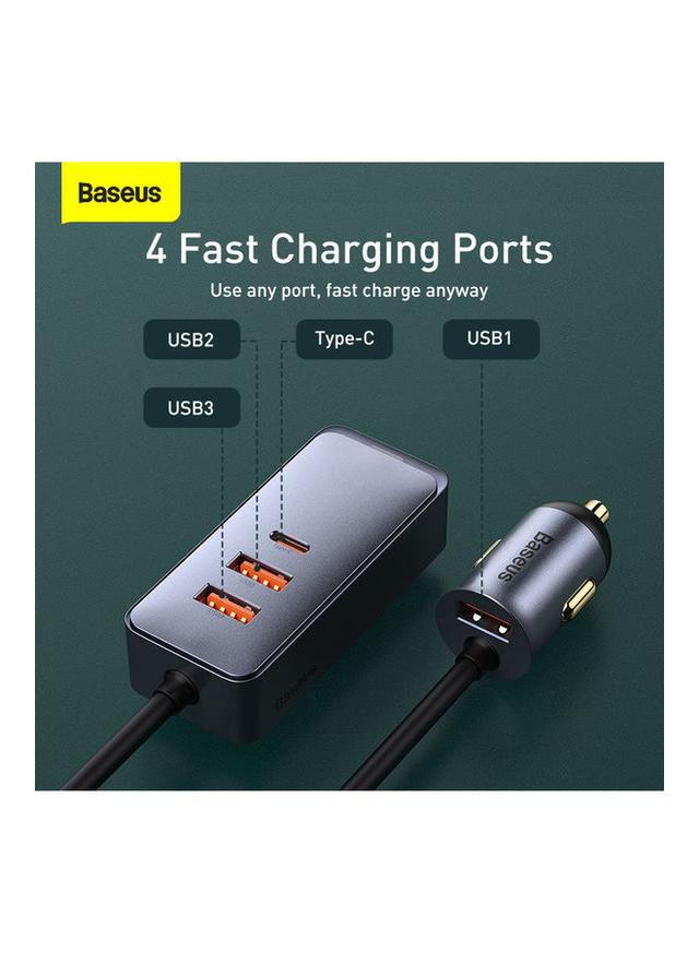 شاحن سيارة سريع Baseus Share Together PPS 120W, 3 USB + 1 Type-C Multi-port Fast Charging Car Charger - SW1hZ2U6MzI3NDU3