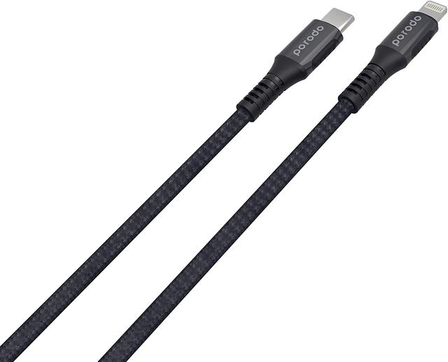 Porodo Braided & Aluminum Type-C to Lightning Cable 2M 3A - Black - SW1hZ2U6MzA4ODk5