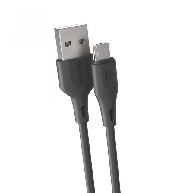 Porodo New PVC Micro USB Cable 2M 2.4A - Black - SW1hZ2U6MzA4NTA1