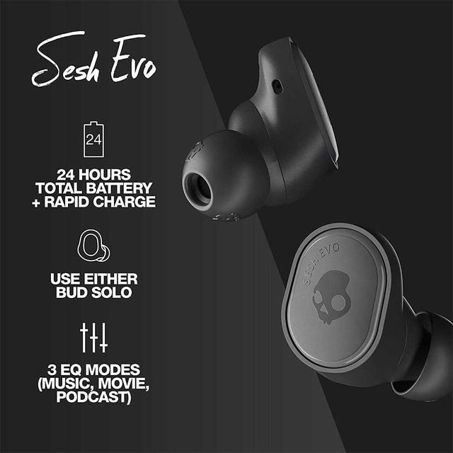 Skullcandy Sesh Evo True Wireless In-Ear Earphones - True Black - SW1hZ2U6MzA3NjE1