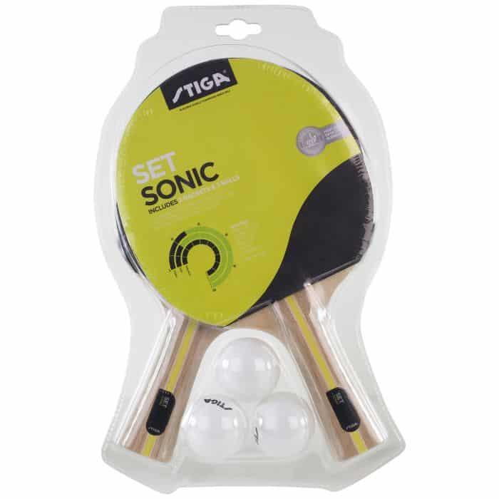 مضارب تنس طاولة بمقبض خشبي ستيجا  Stiga Wooden Handle Sonic Set Table Tennis Bat - cG9zdDozMjE3NDk=