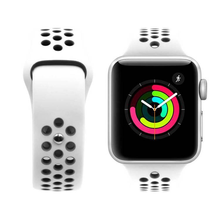 سوار ساعة آبل - ابيض / اسود Porodo Iguard Nike Watch Band for Apple Watch 40/38 cm
